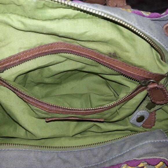 Lucky Penny Anthropologie Purse Handbag Tote Hobo Boho Bohemian Yellow Gray - Picture 12 of 16